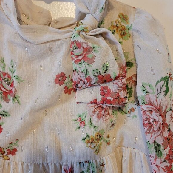 Zara Floral Kids Dress in Cream and Pink - Picture 3 of 5